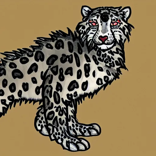 Image similar to avatar of a snow leopard crow griffin, flat color