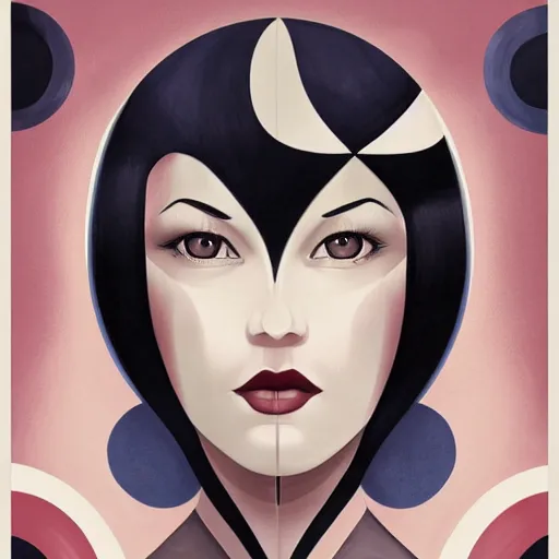 Image similar to an art deco, ( streamline moderne ), multi - racial portrait in the style of anna dittmann and charlie bowater and loish. very large, clear, expressive, and intelligent eyes. centered, ultrasharp focus, dramatic lighting, photorealistic digital matte painting, intricate symmetrical ultra detailed background.