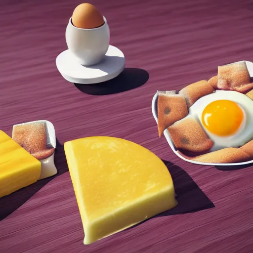 Image similar to a bacon, egg, and cheese amusement park, photorealistic