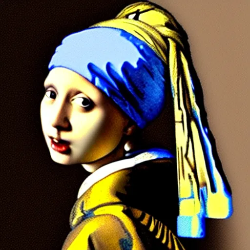 Image similar to a rabbit posing as girl with the pearl earring