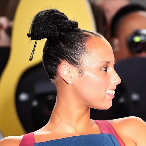 Prompt: alicia keys with low ponytail hairstyle