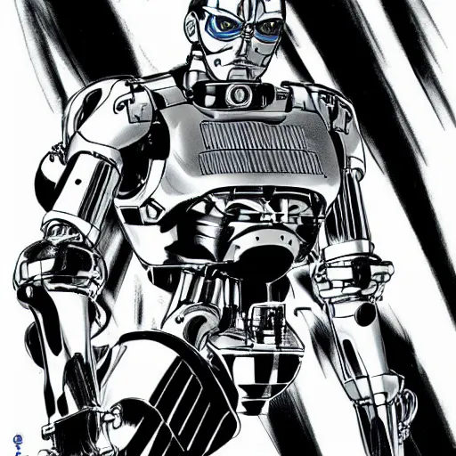 Prompt: a t - 8 0 0 terminator in yusuke murata style, detailed