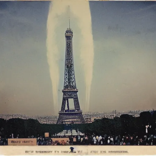 Image similar to Colored photograph of an explosion on the Tower Eiffel