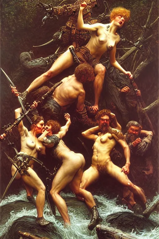 Image similar to beavers punks, ighly detailed painting by gustave dore, donato giancola, joseph christian leyendecker, wlop, boris vallejo