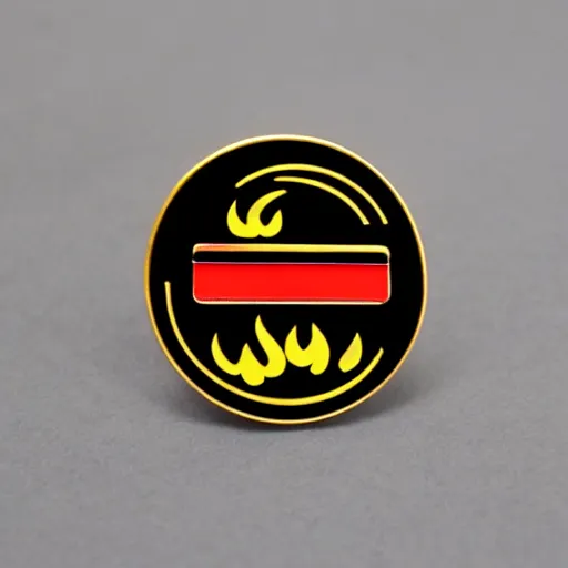 Prompt: retro minimalistic clean fire warning enamel pin