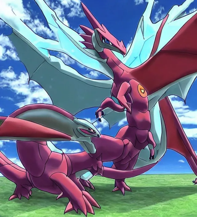 Prompt: a telescope footage of a massive pokemon dragon inspired by yu - gi - oh