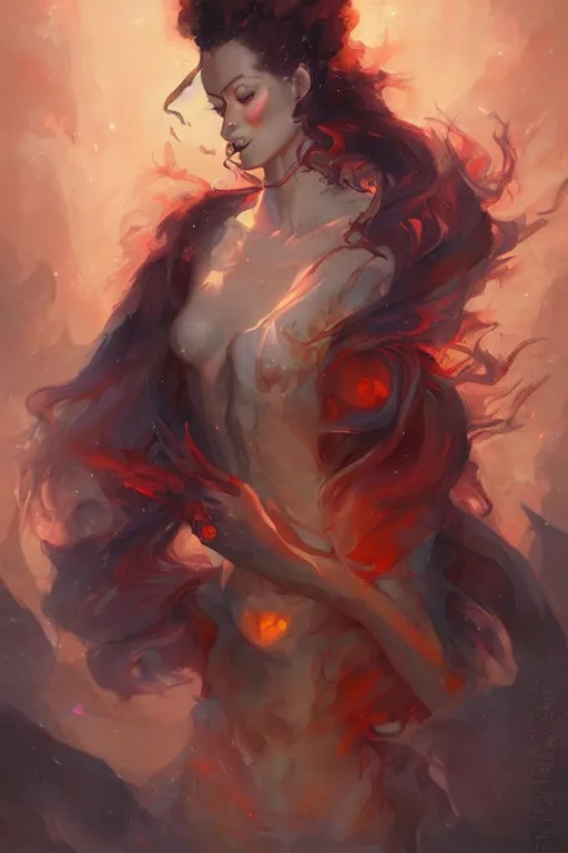 Image similar to fire and ice, portrait, wlop, peter mohrbacher, artgerm