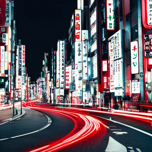 Image similar to overexposure photograph of the streets of Tokyo at night, 8k