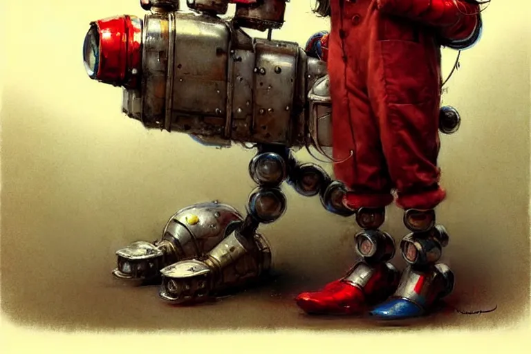 Prompt: adventurer ( ( ( ( ( 1 9 5 0 s retro future robot android clown. muted colors. ) ) ) ) ) by jean baptiste monge!!!!!!!!!!!!!!!!!!!!!!!!! chrome red