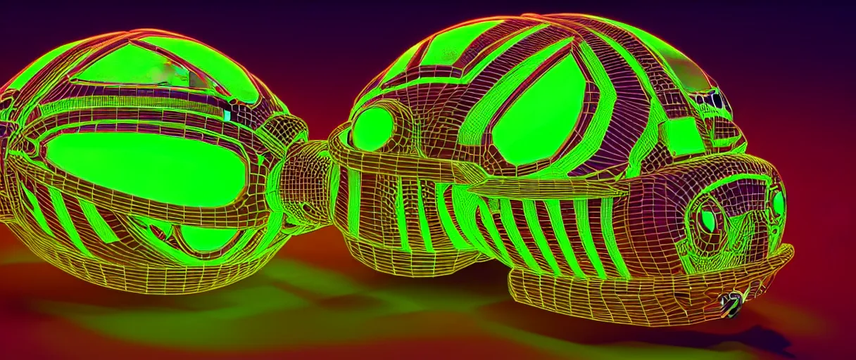 Prompt: highly detailed 3d render holographic cyborg scarab! jeweled gorgeous dramatic neon lighting octane low angle hd 8k sharp shallow depth of field