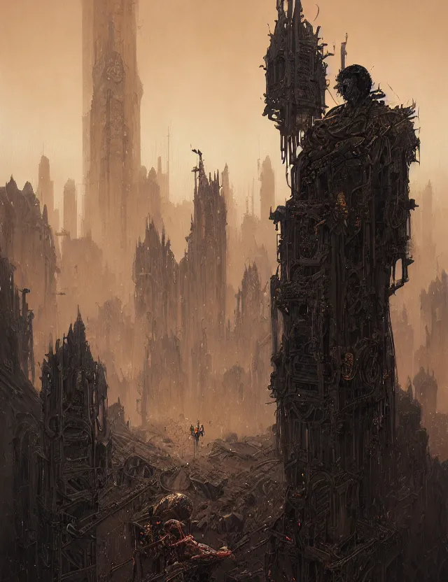 Prompt: detailed portrait, intricate complexity, by greg rutkowski, ross tran, conrad roset, takato yomamoto, ilya kuvshinov huge gothic crematorium on desert planet, elevator, side ramp entrance ambulance smoke dead bodies, guards intricate, painting by lucian freud and mark brooks, bruce pennington, dark colors, neon, death, guards, nice style culture