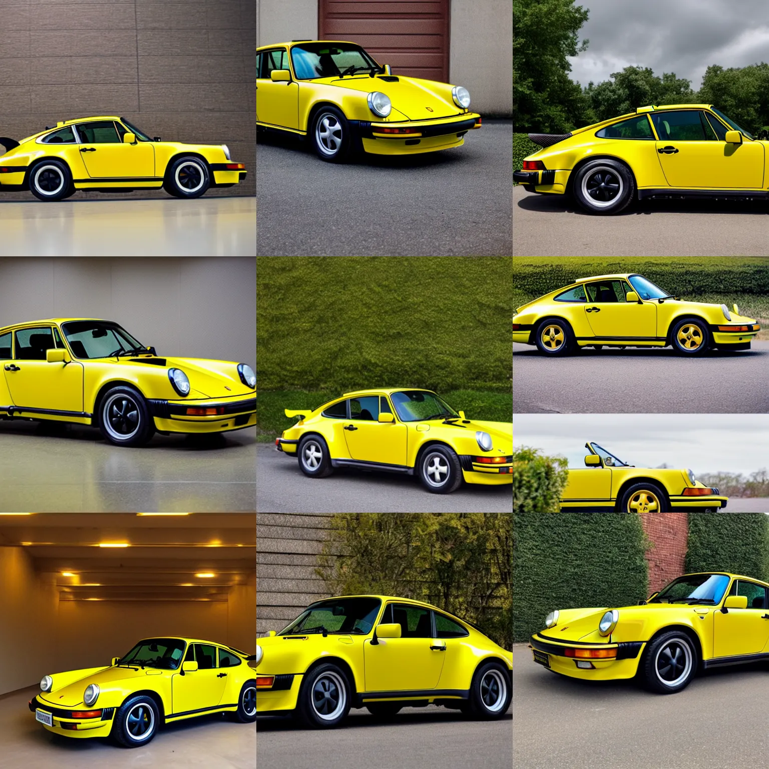 Prompt: a yellow 1 9 8 5 porsche 9 1 1 turbo, 4 k