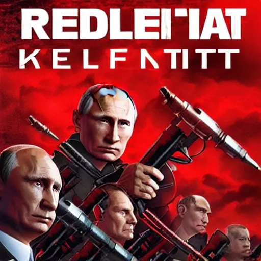Image similar to vladimir putin in red alert 3 poster