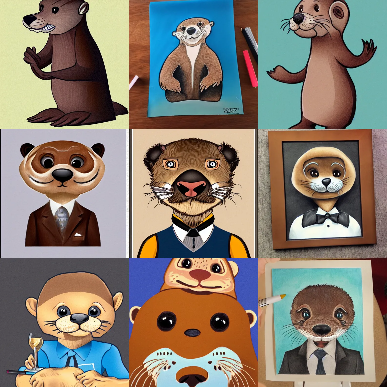 Prompt: caricature art of an anthropomorphic otter