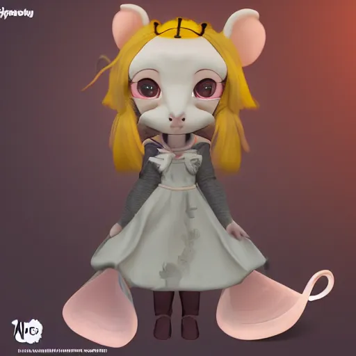 Image similar to cute fumo plush of a rat girl princess, chibi, artstation design contest winner, silhouette, vray