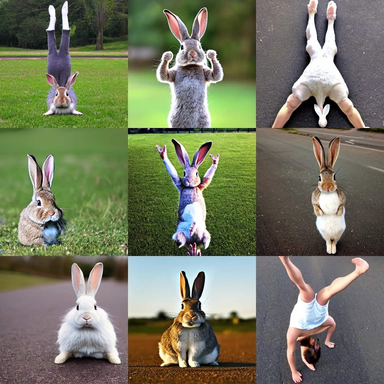 Prompt: rabbit handstand