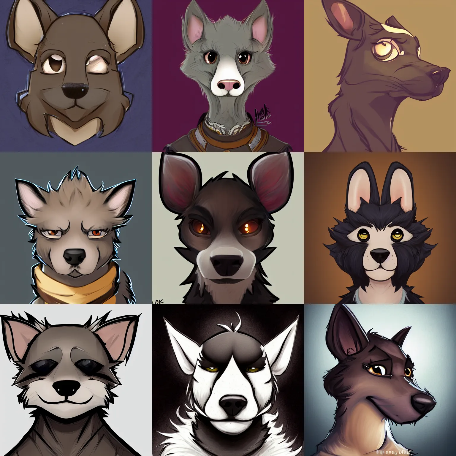 Prompt: 3/4 headshot of young male furry, D&D, cute, fantasy, intricate, short hair, black skin, dog face, dog nose, dog head, dog ears, black hair, elegant, highly detailed, cartoony, artstation, concept art, smooth, sharp focus, illustration, art by Diives