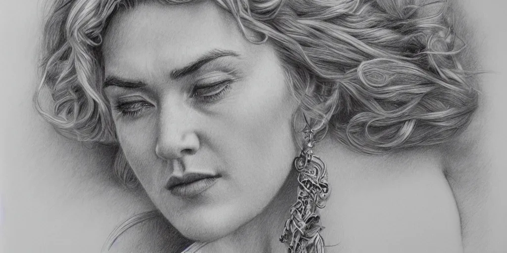 an intricate pencil drawing on paper of kate winslet | Stable Diffusion |  OpenArt