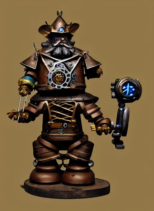 Image similar to an old dwarf musketeer and his large clockwork robot companion, golem, steampunk, ming dynasty, chinese fantasy, reasonable fantasy, realistic, detailed, tabletop rpg, ghostblade, wlop.