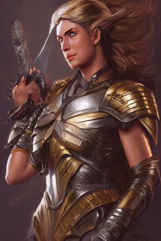 Image similar to amazon valkyrie athena, d & d, fantasy, portrait, highly detailed, headshot, digital painting, trending on artstation, concept art, sharp focus, illustration, art by artgerm and greg rutkowski and magali villeneuve