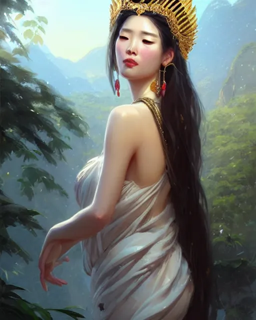 Prompt: a beautiful taiwan goddess with sundress with jewelry | | winter, realistic shaded, unpleasant face, good looking, fine details, realistic shaded lighting poster by greg rutkowski, magali villeneuve, artgerm, jeremy lipkin and michael garmash and rob rey