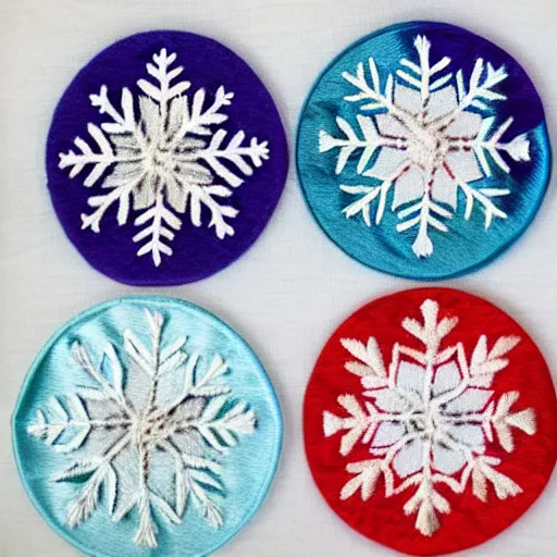 Image similar to ethereal snowflake faces, embroidered in silk. 3840 2160 art