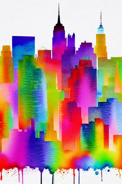 Image similar to minimalist watercolor art of new york skyline, illustration, vector art