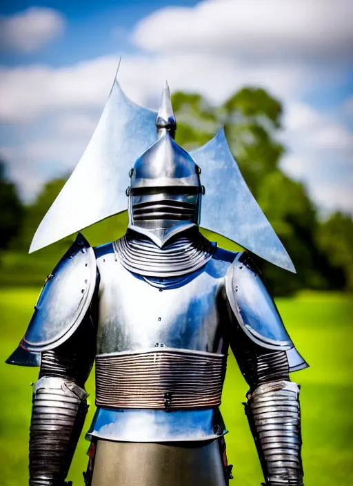 Prompt: photo still of a knight from medieval in a park on a bright sunny day, 8 k 8 5 mm f 1 6