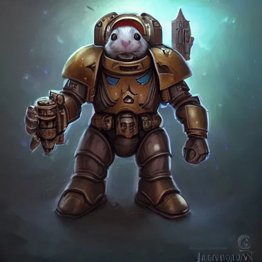 Image similar to cute little anthropomorphic Guinea Pig Space Marine, tiny, small, short, Space marine, cute and adorable, pretty, beautiful, DnD character art portrait, matte fantasy painting, DeviantArt Artstation, by Jason Felix by Steve Argyle by Tyler Jacobson by Peter Mohrbacher, cinema