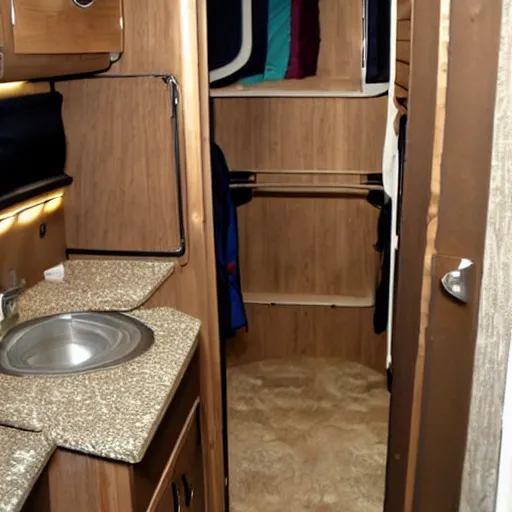 Prompt: camper shaped like a watsr closet toilette