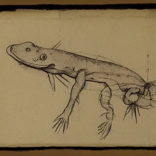 Image similar to leonardo da vinci sketch of an axolotl