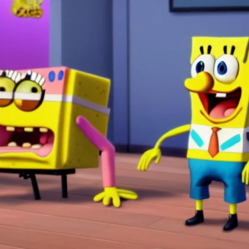 Prompt: SpongeBob with real sims in the sims 4 game, hyper realism, depth of view 8k. , connected trough wired, on a advanced lab, octane render, 4k, 8k, unreal 5, very detailed, hyper realism, trending on artstation.