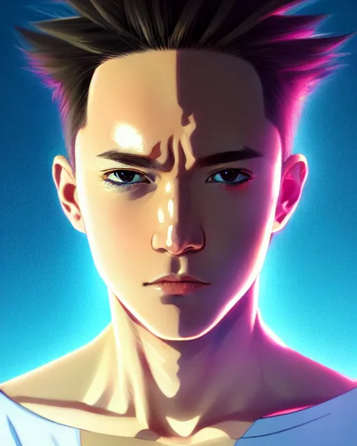 Image similar to portrait Anime man of Anthony Starr as Homelander, cute-fine-face, blonde pretty face, realistic shaded Perfect face, fine details. Anime. realistic shaded lighting by Ilya Kuvshinov katsuhiro otomo ghost-in-the-shell, magali villeneuve, artgerm, rutkowski, WLOP Jeremy Lipkin and Giuseppe Dangelico Pino and Michael Garmash and Rob Rey