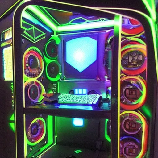 Prompt: “Gaming Tardis made by Razer or Alienware, Water Cooled”