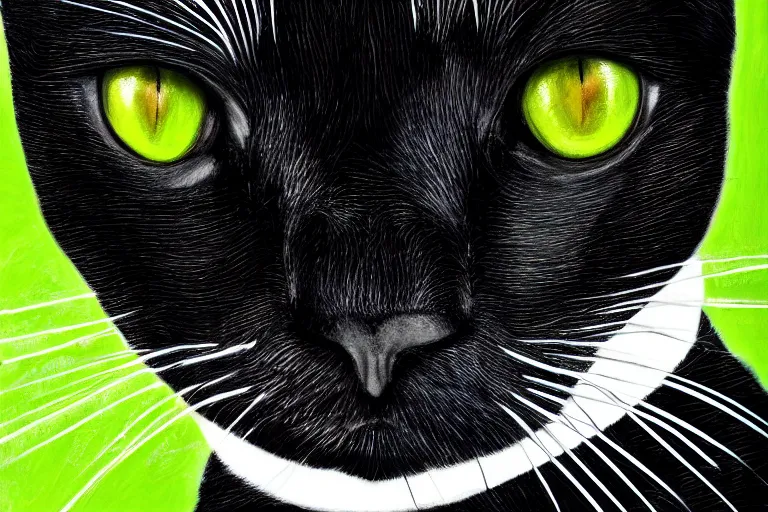 Image similar to a portrait of a beautiful black and white cat in space wearing a tuxedo with colorful bright green eyes, medium shot, hd, 8k, hyper-realism, detailed,