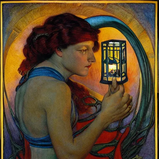 Prompt: the dawn queen with her lantern, by annie swynnerton and diego rivera and elihu vedder, symbolist, dramatic lighting, elaborate geometric ornament, art brut, smooth, sharp focus, extremely detailed, leo and diane dillon, adolf wolfli, soft pastel colors