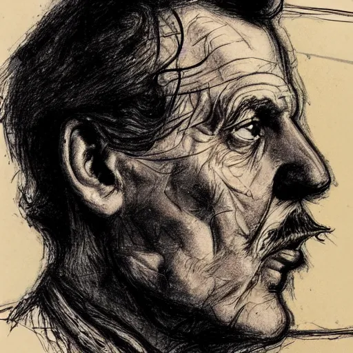 Image similar to a realistic yet scraggly portrait sketch of the side profile of a stern and sophisticated vincent price, trending on artstation, intricate details, in the style of frank auerbach, in the style of sergio aragones, in the style of martin ansin, in the style of david aja, in the style of mattias adolfsson