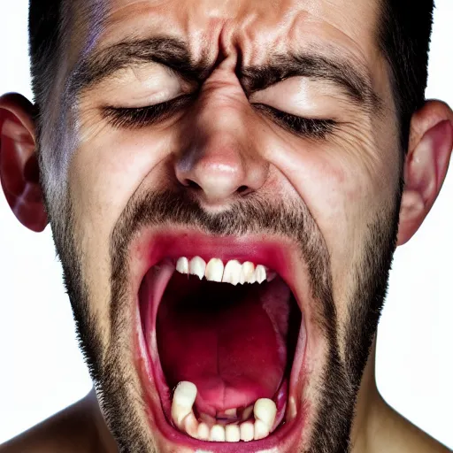 Prompt: photo of generic human face screaming in pain