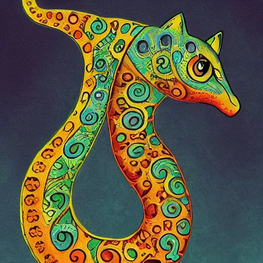 Prompt: cat seahorse shapeshifter by Louis Wain, humanoid fursona, furaffinity, trending on artstation