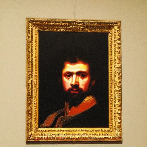 Prompt: George Michael painted by Rembrandt,