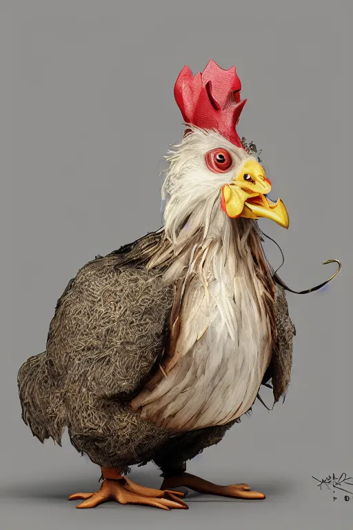 Prompt: a chicken wearing a formal overcoat, hyperrealistic, concept art, octane render, unreal engine 5, trending on artstation, high quality, highly detailed, 8 k, soft lighting, path traced, high coherence, digital art, beautiful, elegant clothes, trending on deviantart, masterpiece