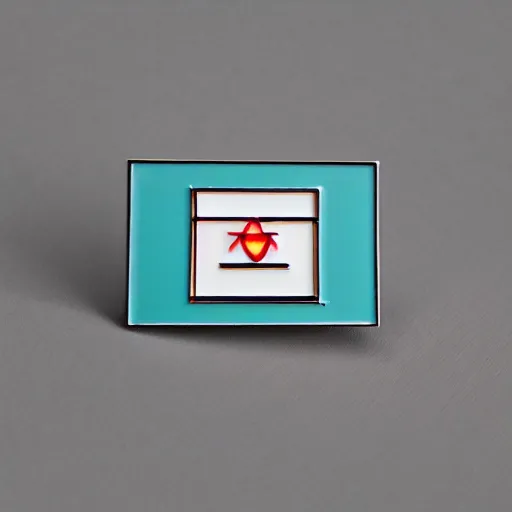 Prompt: a photo of a retro 8 0 s minimalistic simple clean fire warning enamel pin, no text, studio lighting, behance