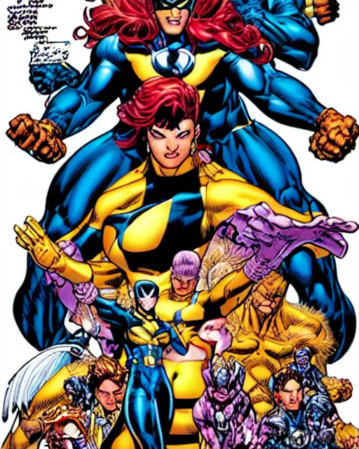 Image similar to x-men cover by jim lee, marvel comics