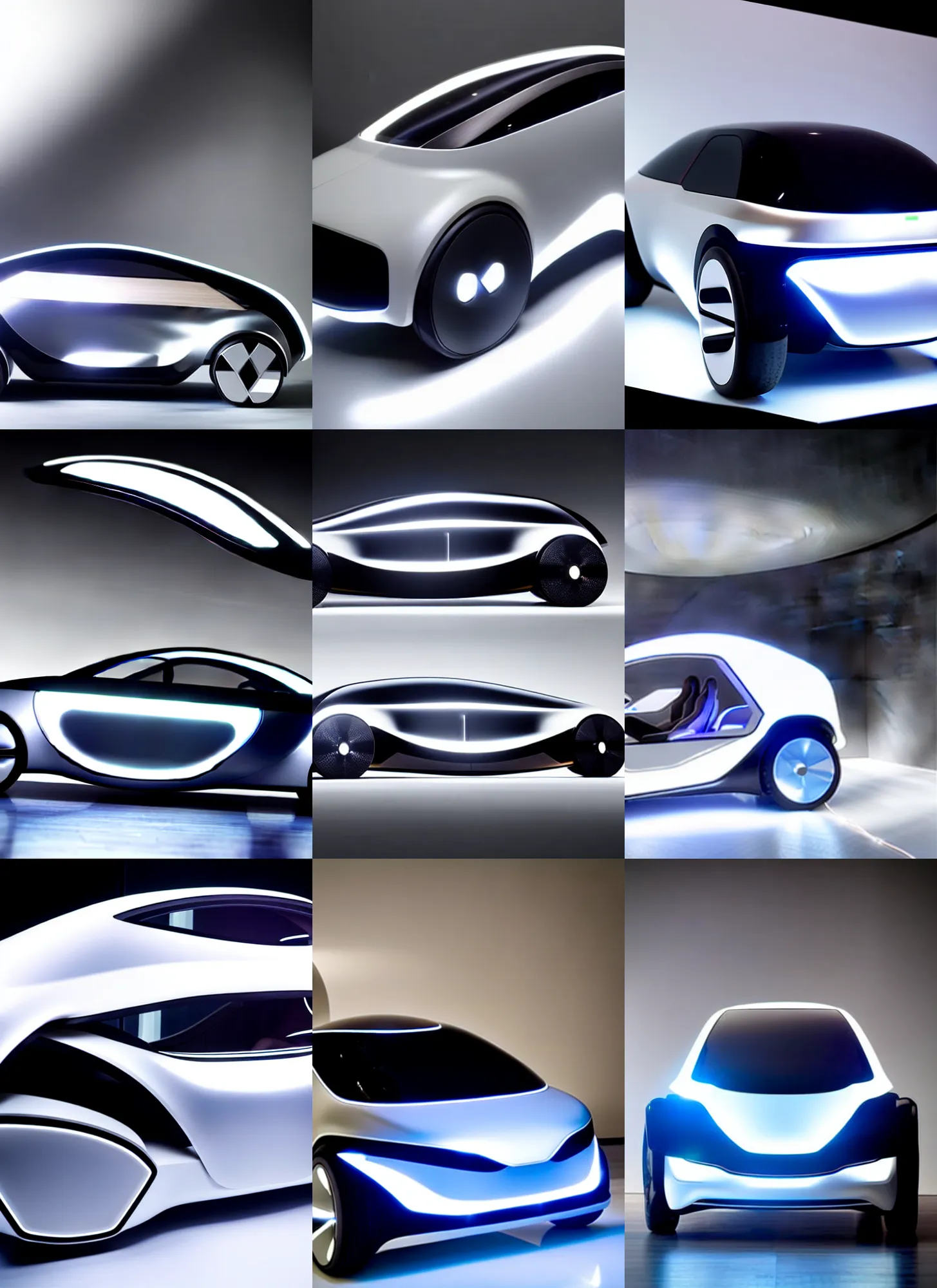 Prompt: a high - tech modern lustrous fashion ( future city car concept ) designed by modern architecture : : oak, glass, brushed aluminum, tasteful oled strip accent lighting : : side view!!!