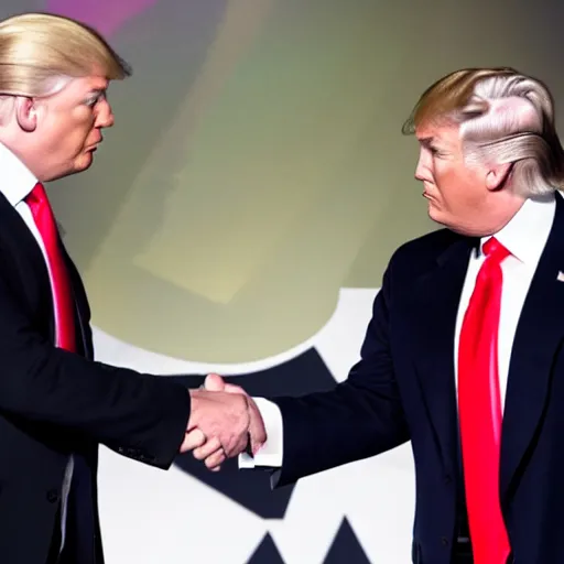 Image similar to anderson cooper and donald trump shaking hands