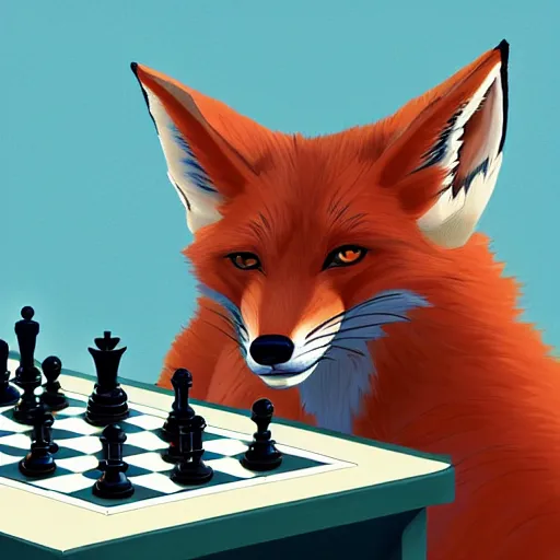 Prompt: A fox playing chess, facing the viewer, trending on FurAffinity, energetic, dynamic, digital art, highly detailed, FurAffinity, high quality, digital fantasy art, FurAffinity, favorite, character art