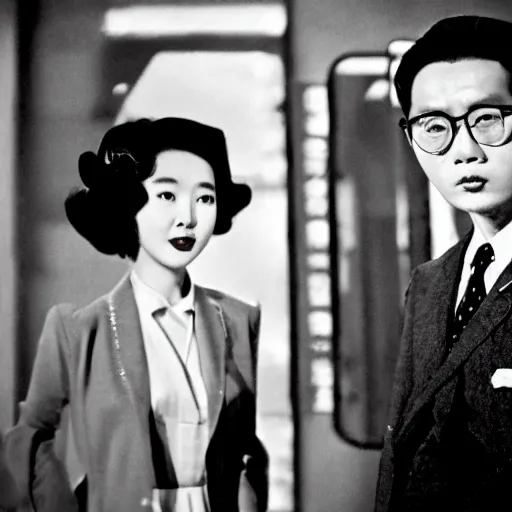 Prompt: 1950s Korean thriller film noir, 35mm film, Cooke Varotal 20-100mm T3.1