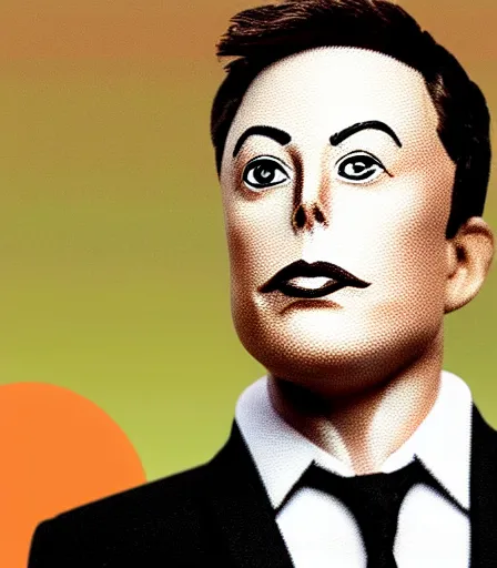 Image similar to portrait of elon musk as a robot chicken character, intense, high quality, high detail