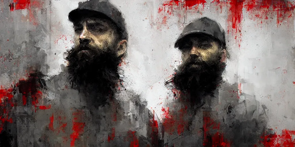 Prompt: bearded nation by jeremy mann, digital painting, red color