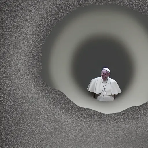 Image similar to the pope emerging from a black hole